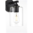 Living District Mayson 1-Light Iron & Glass Bath Sconce in Black/Clear