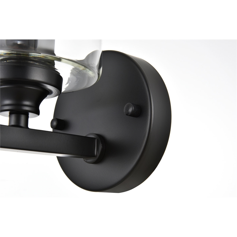 Living District Mayson 1-Light Iron & Glass Bath Sconce in Black/Clear