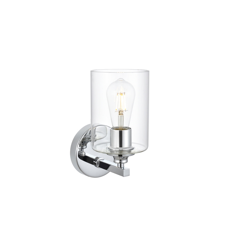 Living District Mayson 1-Light Iron & Glass Bath Sconce in Chrome/Clear