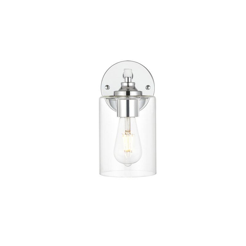 Living District Mayson 1-Light Iron & Glass Bath Sconce in Chrome/Clear