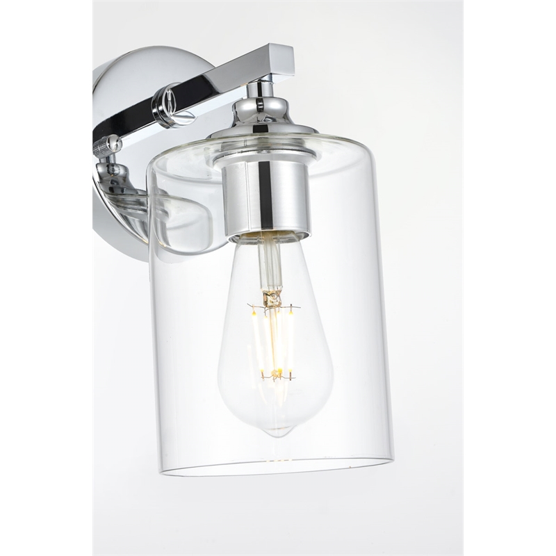 Living District Mayson 1-Light Iron & Glass Bath Sconce in Chrome/Clear