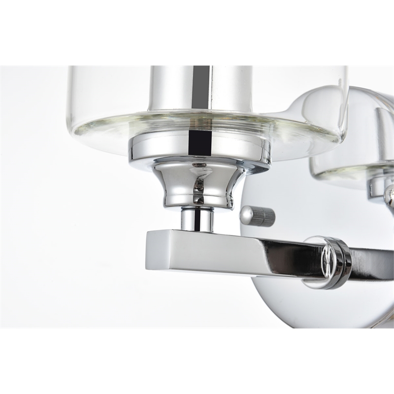 Living District Mayson 1-Light Iron & Glass Bath Sconce in Chrome/Clear