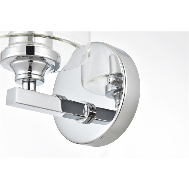 Living District Mayson 1-Light Iron & Glass Bath Sconce in Chrome/Clear