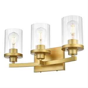 Living District Saanvi 3-Light Iron & Glass Bath Sconce in Brass/Clear