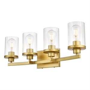 Living District Saanvi 4-Light Iron & Glass Bath Sconce in Brass/Clear