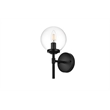 Living District Ingrid 1-Light Iron & Glass Bath Sconce in Black and Clear