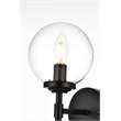 Living District Ingrid 1-Light Iron & Glass Bath Sconce in Black and Clear