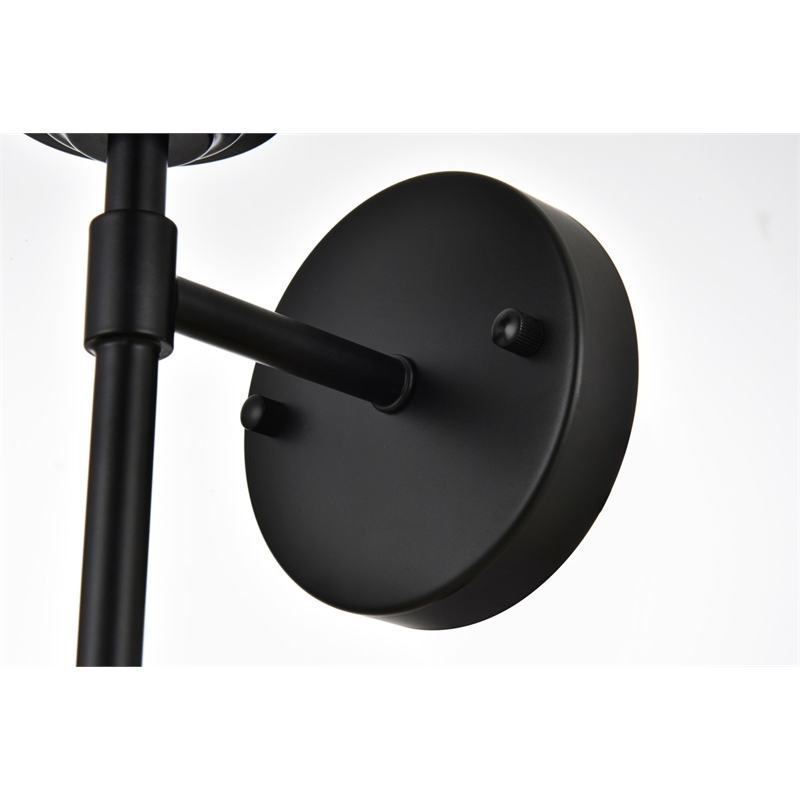 Living District Ingrid 1-Light Iron & Glass Bath Sconce in Black and Clear