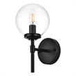 Living District Ingrid 1-Light Iron & Glass Bath Sconce in Black and Clear