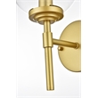 Living District Ingrid 1-Light Iron & Glass Bath Sconce in Brass and Clear