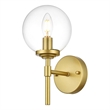 Living District Ingrid 1-Light Iron & Glass Bath Sconce in Brass and Clear