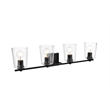 Living District Kacey 4-Light Iron & Glass Bath Sconce in Black/Clear