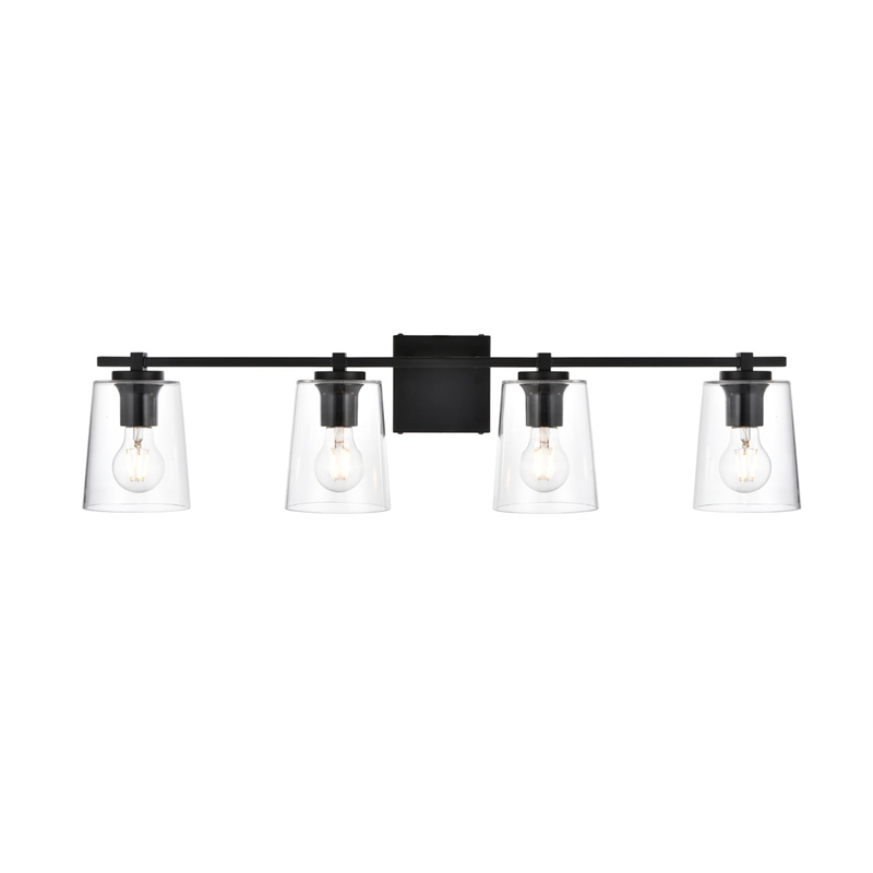 Living District Kacey 4-Light Iron & Glass Bath Sconce in Black/Clear