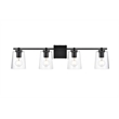 Living District Kacey 4-Light Iron & Glass Bath Sconce in Black/Clear