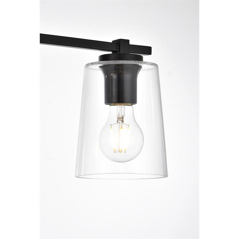 Living District Kacey 4-Light Iron & Glass Bath Sconce in Black/Clear