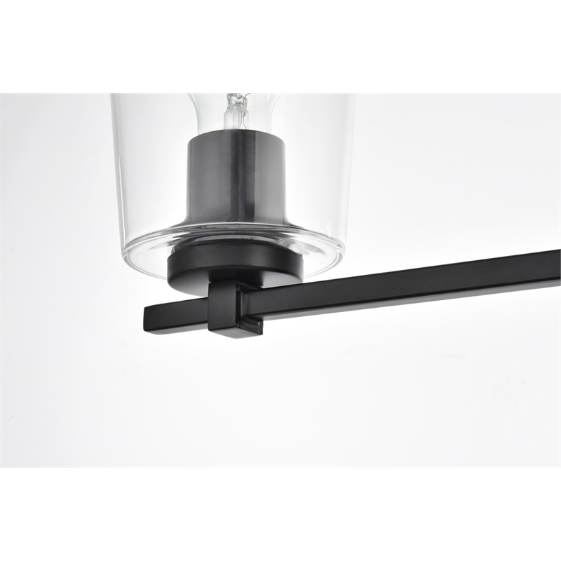 Living District Kacey 4-Light Iron & Glass Bath Sconce in Black/Clear