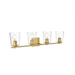 Living District Kacey 4-Light Iron & Glass Bath Sconce in Brass/Clear
