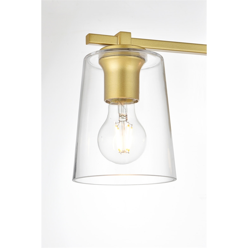 Living District Kacey 4-Light Iron & Glass Bath Sconce in Brass/Clear