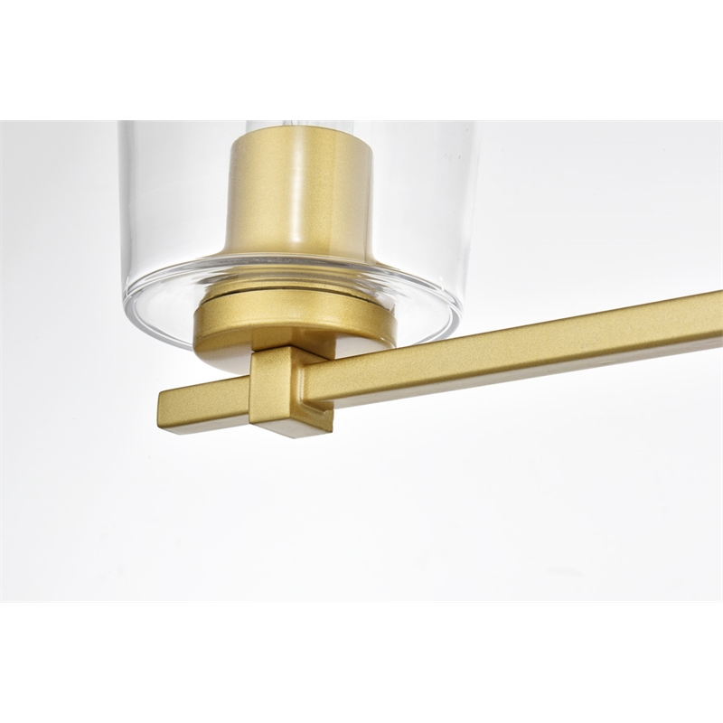 Living District Kacey 4-Light Iron & Glass Bath Sconce in Brass/Clear