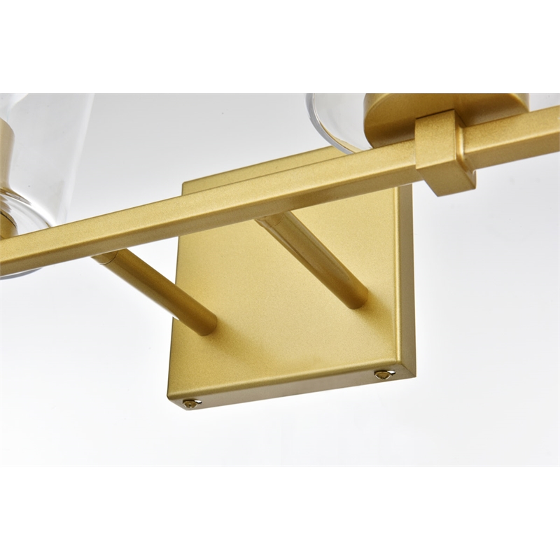 Living District Kacey 4-Light Iron & Glass Bath Sconce in Brass/Clear