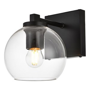 Living District Juelz 1-Light Iron & Glass Bath Sconce in Black/Clear