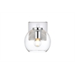 Living District Juelz 1-Light Iron & Glass Bath Sconce in Chrome/Clear