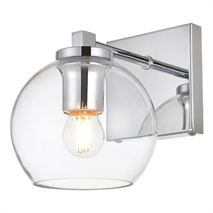 Living District Juelz 1-Light Iron & Glass Bath Sconce in Chrome/Clear