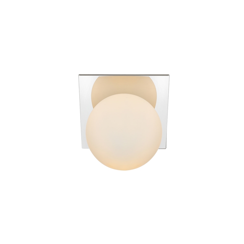 Living District Jillian 1-Light Iron & Glass Bath Sconce in Chrome/Frosted White