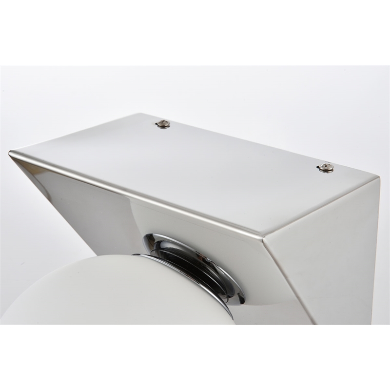 Living District Jillian 1-Light Iron & Glass Bath Sconce in Chrome/Frosted White