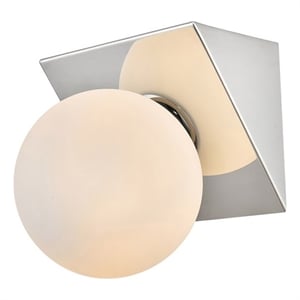 Living District Jillian 1-Light Iron & Glass Bath Sconce in Chrome/Frosted White