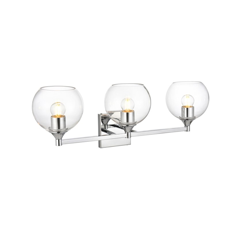 Living District Foster 3-Light Iron & Glass Bath Sconce in Chrome/Clear