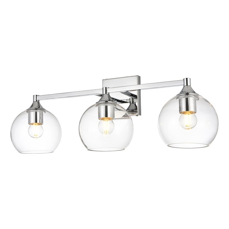 Living District Foster 3-Light Iron & Glass Bath Sconce in Chrome/Clear