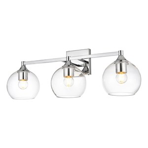 Living District Foster 3-Light Iron & Glass Bath Sconce in Chrome/Clear