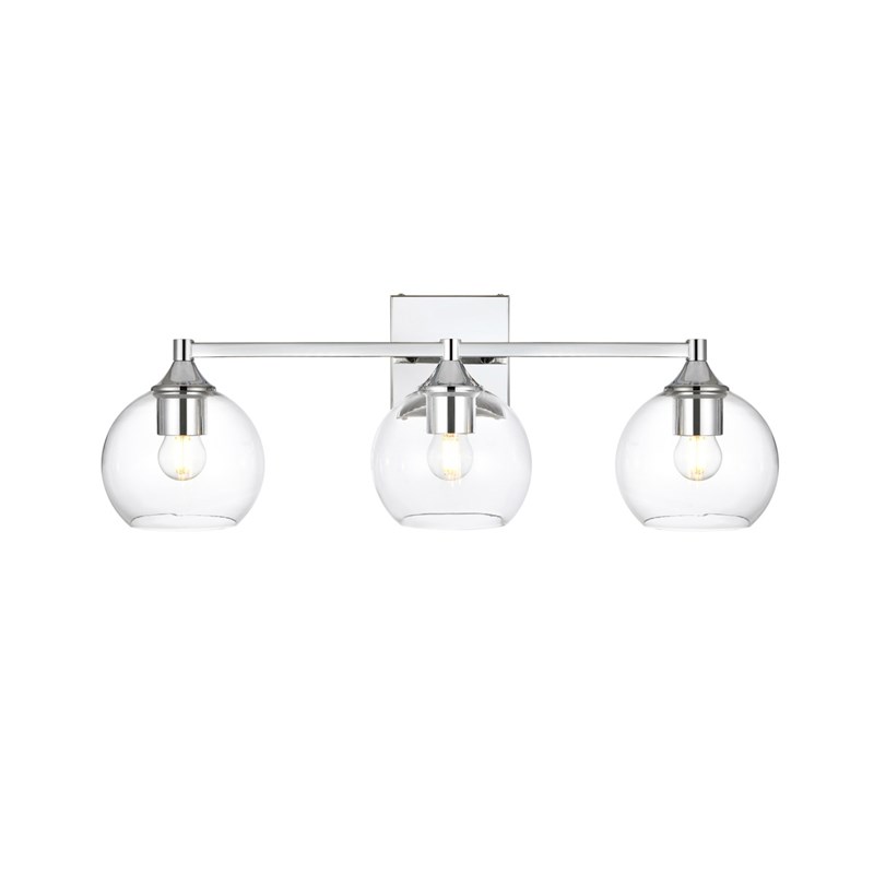 Living District Foster 3-Light Iron & Glass Bath Sconce in Chrome/Clear