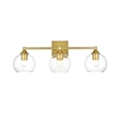 Living District Foster 3-Light Iron & Glass Bath Sconce in Brass/Clear