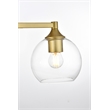 Living District Foster 3-Light Iron & Glass Bath Sconce in Brass/Clear