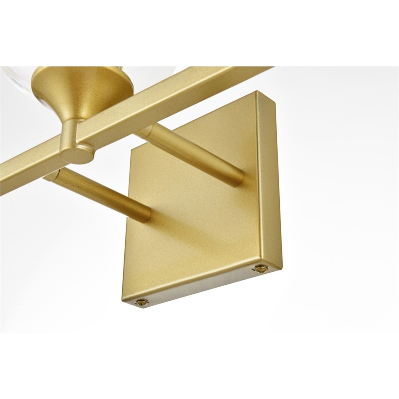 Living District Foster 3-Light Iron & Glass Bath Sconce in Brass/Clear