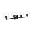 Living District Foster 4-Light Iron & Glass Bath Sconce in Black/Clear