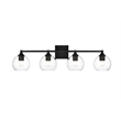Living District Foster 4-Light Iron & Glass Bath Sconce in Black/Clear