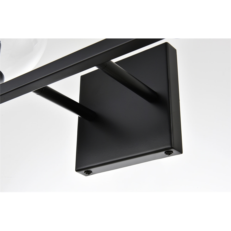 Living District Foster 4-Light Iron & Glass Bath Sconce in Black/Clear