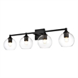 Living District Foster 4-Light Iron & Glass Bath Sconce in Black/Clear