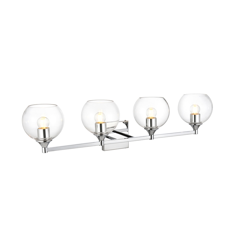 Living District Foster 4-Light Iron & Glass Bath Sconce in Chrome/Clear