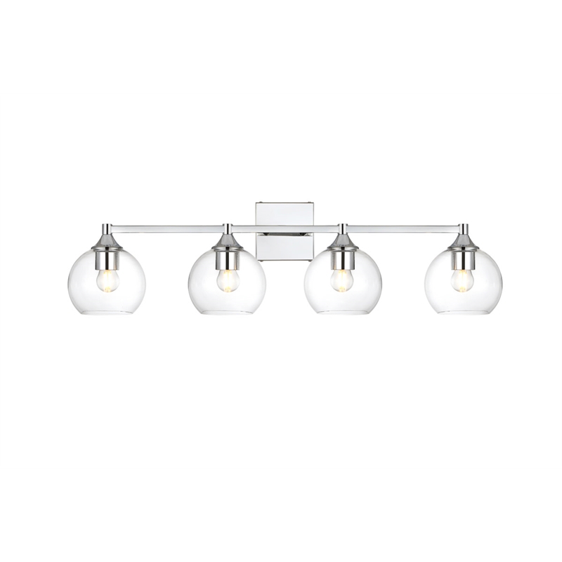 Living District Foster 4-Light Iron & Glass Bath Sconce in Chrome/Clear