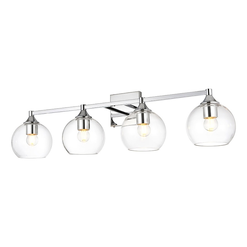 Living District Foster 4-Light Iron & Glass Bath Sconce in Chrome/Clear