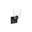 Living District Harris 1-Light Iron & Glass Bath Sconce in Black/Clear
