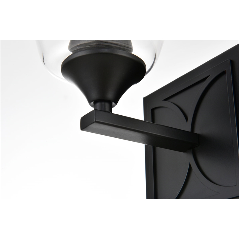 Living District Harris 1-Light Iron & Glass Bath Sconce in Black/Clear