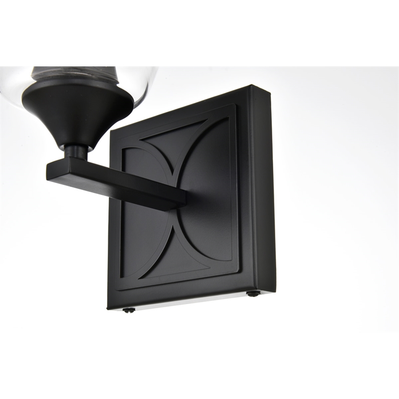Living District Harris 1-Light Iron & Glass Bath Sconce in Black/Clear