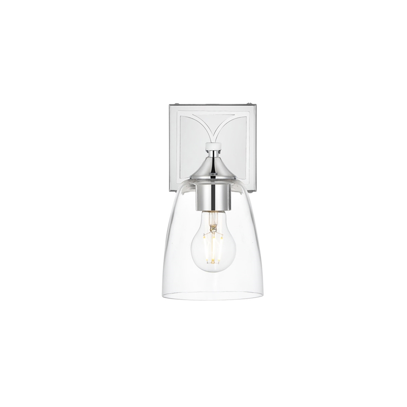 Living District Harris 1-Light Iron & Glass Bath Sconce in Chrome/Clear