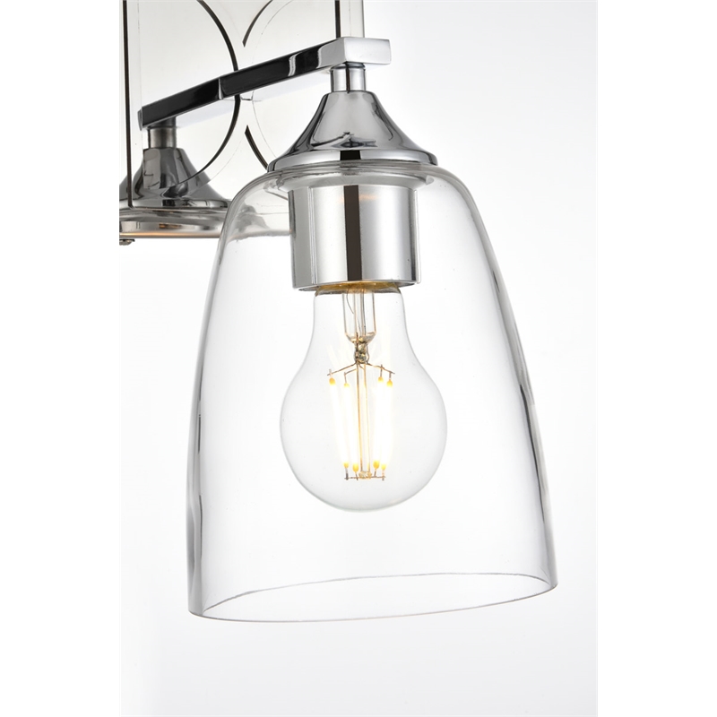 Living District Harris 1-Light Iron & Glass Bath Sconce in Chrome/Clear
