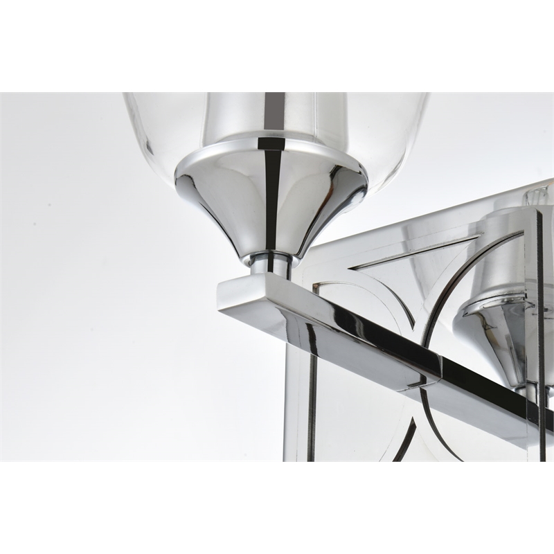 Living District Harris 1-Light Iron & Glass Bath Sconce in Chrome/Clear